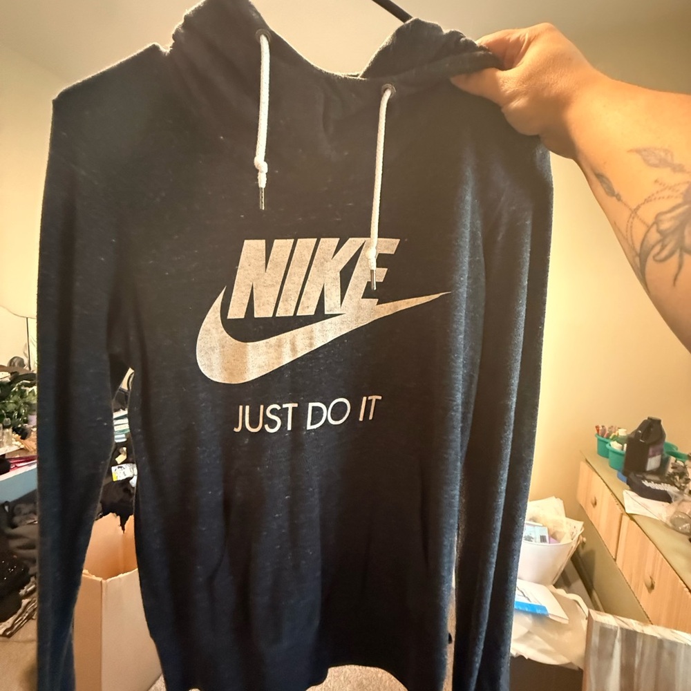 Nike Charcoal Hoodie with Silver Logo